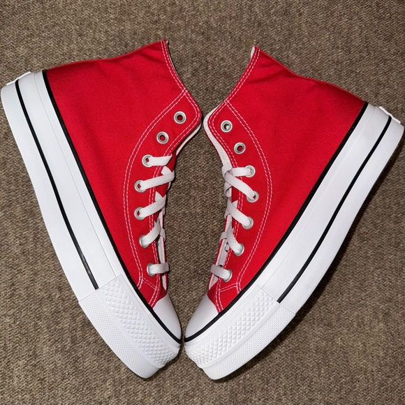 Converse Chuck Taylor All Star Platform High Red White Black Custom size 8.5 NEW - Picture 1 of 4